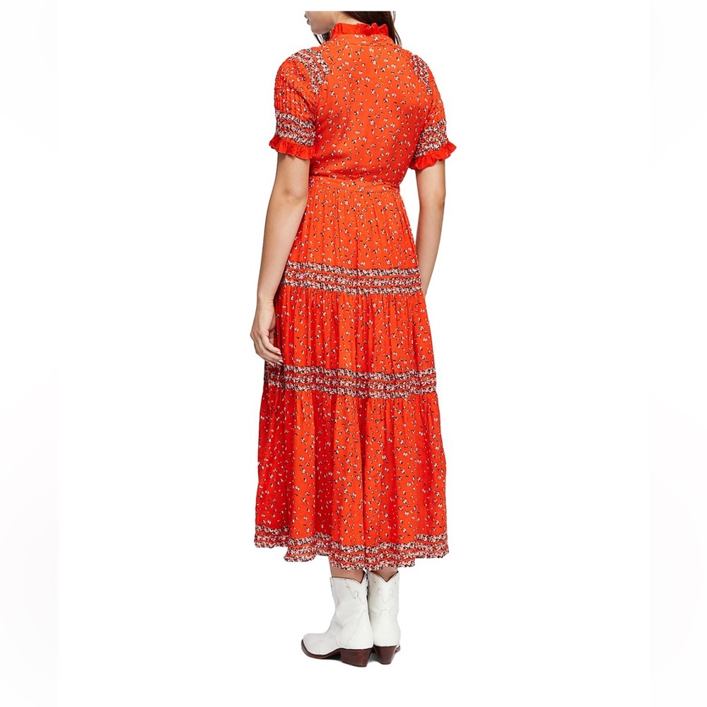 Free People. Rare Feeling Printed Maxi Dress. Orange. Size Small. - Picture 2 of 14